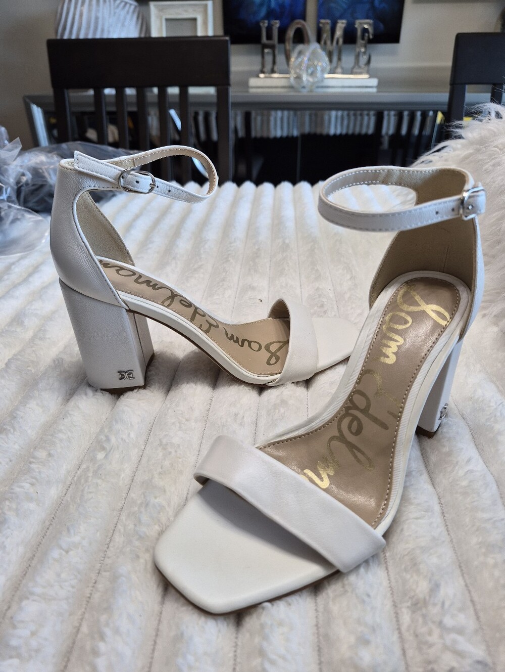 SAM EDELMAN DANIELLA LEATHER BLOCK HEEL SANDALS WOMEN'S SZ 5 M $165 - Picture 3 of 11